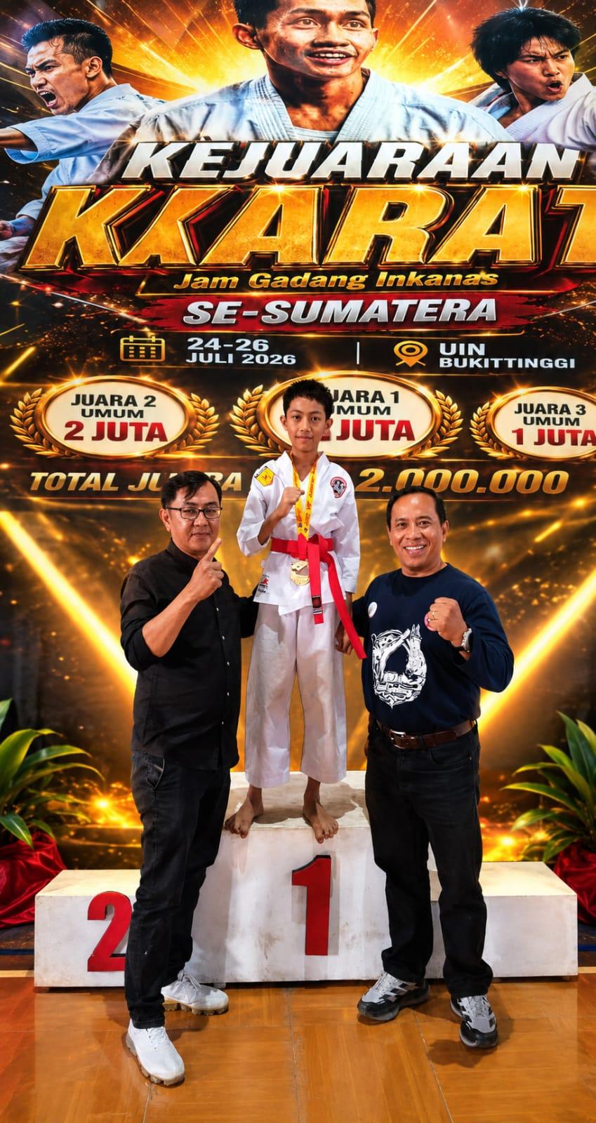 Bangkit dari Kekalahan, Siswa SMPN 7 Bukittinggi Raih Medali Emas Kejuaraan Karate Jam Gadang Inkanas